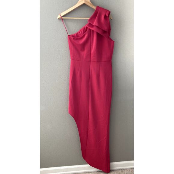 Fate NEW One Shoulder Asymmetrical Dress - Raspberry Pink - Medium - Picture 3 of 9